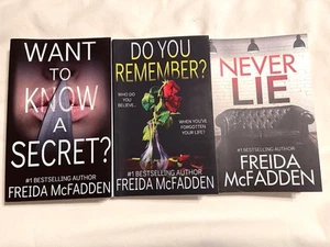 Freida Mcfadden 3 Book Lot Want To Know A Secret, Do You Remember, Never Lie - Foto 1 di 16