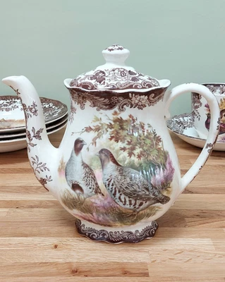 Vintage Royal Worcester Palissy Game Series Coffee Pot Game Birds Ducks Grouse - Image 1 of 4