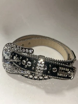 b.b. "Cinturón de cuero cristal Simon Swarovski para mujer talla XL cintura 32""" Foto 1 de 4