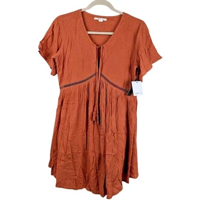 O'Neill Ashlin Baja оранжевый платье женщин размер S мини короткий рукав - Изображение 1 из 4