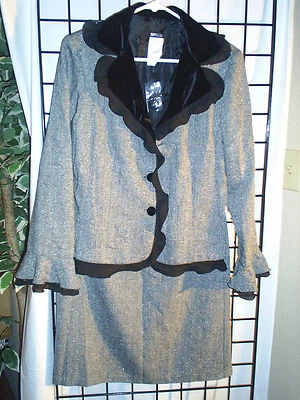 2 piezas. traje falda negro\gris (12 Foto 1 de 3