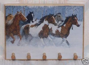 Horse Key Holder Winter Horses Key Hook - Picture 1 of 1