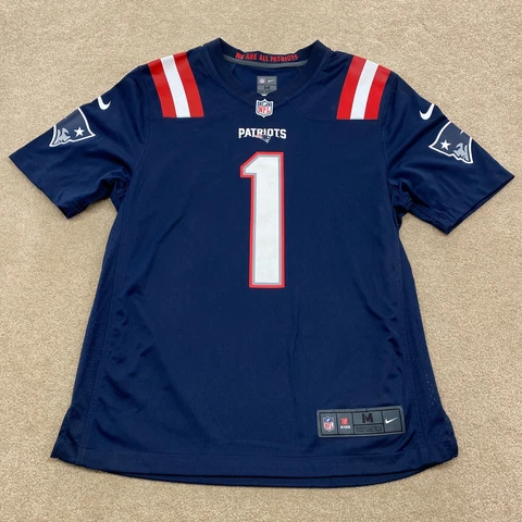 Cam Newton New England Patriots Jersey Men Medium Blue Nike NFL Football QB Cover