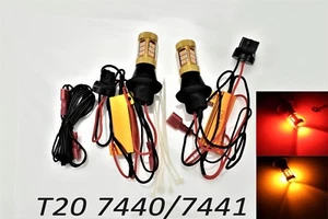 T20 7440 7441 W21W Rear Turn Signal Light Switchback LED Amber Red Bulb A1 LAX - Picture 1 of 2