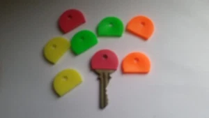 Set Of 8 Soft Silicone Neon Key Caps Mixed Covers Plastic Top Cap Tag Door - Picture 1 of 2