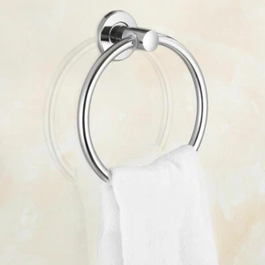 Anillo de toalla de mano cromado clásico baño barra redonda soporte de riel montado en pared - Imagen 1 de 3