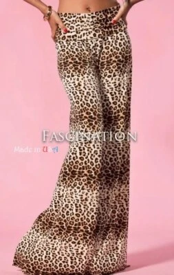 New JUP PLUS SIZE Womens LEOPARD CHEETAH HIGH WAISTED SILKY PALAZZO PANTS XL 1X - Image 1 of 3