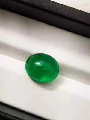 Esmeralda natural de Zambia 9,85 CT+ piedra preciosa suelta certificada cabujón ovalado sin tratar Foto 1 de 4