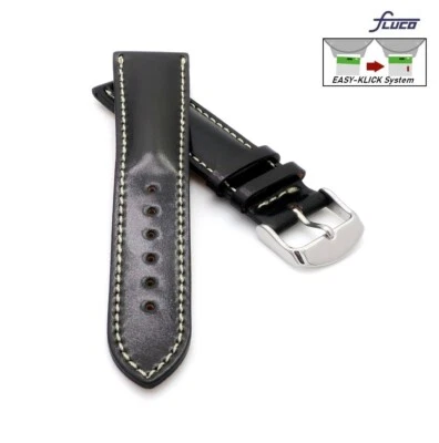 Fluco Easy-Klick Uhrenband Shell Cordovan Modell Galopper-Chrono schwarz-WN 20mm - Bild 1 von 4