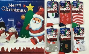 6x Christmas Xmas Kids Childrens Festive Snow Man Santa Socks Special Offer - Picture 1 of 2