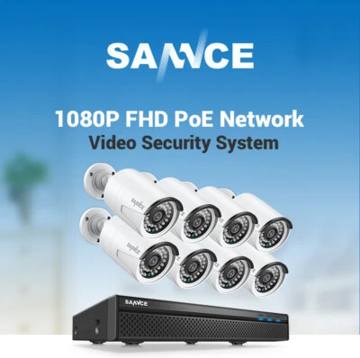 SANNCE 8CH 5MP FHD POE Video Security System H.264+ 5MP NVR With 4X 8X Outdoor W - Image 1 of 4