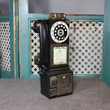 Antique Wall-mounted Pay Phone Model Resin Vintage Booth Telephone Figurine