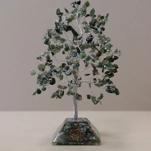 Gemstone Tree with Organite Base 320 Stone Moss Agate Gemestone Gifts - Picture 1 of 3