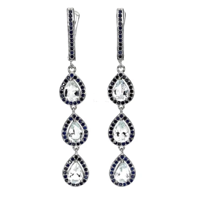 PENDIENTES NATURALES AAA AGUAMARINA Y ZAFIRO AZUL PROFUNDO PLATA DE LEY 925 14K WGP Foto 1 de 3