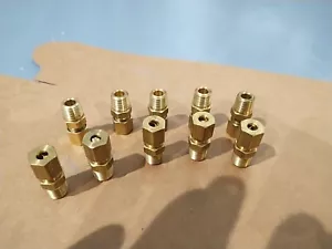Lot 10 5/16 Compression Tube to 3/8 Male NPT Adapter Brass Fitting Air Oil Gas - Picture 1 of 2