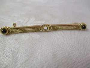 Vintage gold tone Bar Brooch with Rhinestones - Picture 1 of 3