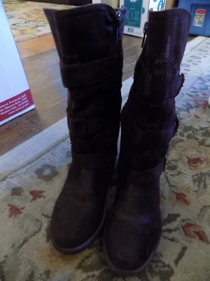 Botas de Moto Ruff Hewn Retro Cooper Marrón Brillante Media Pantorrilla Altas 3 Hebillas talla 6.5 Foto 1 de 4