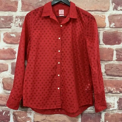 Blusa Gap The Fitted Boyfriend Top Mujer Mediana Roja Lunares Burnout Foto 1 de 4