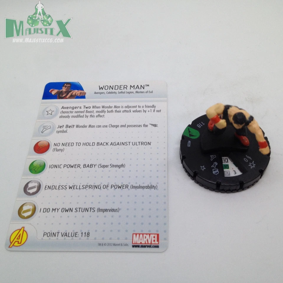 Heroclix Chaos War set Wonder Man #028 ¡Figura poco común con tarjeta! Foto 1 de 1