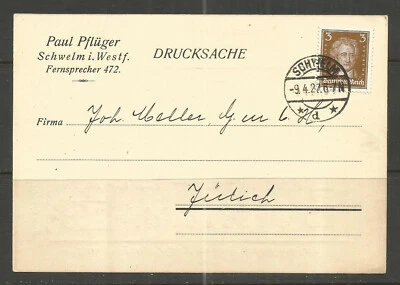 ⭐OSBURGH – GERMANY. 1927. ADVERTISING CARD. SCHWELM. PAUL PFLUGER – CHAINS / BIC - Image 1 of 2