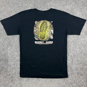 Vintage Skagway Alaska Shirt Mens Large Black Chilkoot Trail Outdoors Hiking - Picture 1 of 6