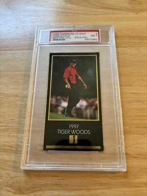 1998 Champions of Golf Gold Foil Tiger Woods PSA 7 - Image 1 of 2