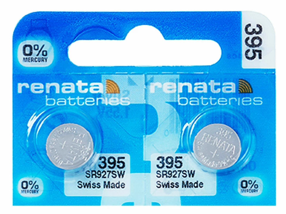 2 x Renata 395 Pila Batteria Orologio Mercury Free Silver Oxide SR927SW 1.55V