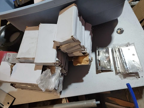 Large Lot of Chrome Door Hinges, 4 Inch X 4" Heavy Duty Emtek 9101414 Square New Cover