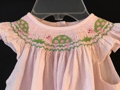 Silly Goose Hand Smocked Pink Dress Girls Size 4 Turtles - Image 1 of 4
