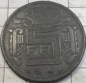 Belgien 5 Francs 1941 - schöne Münze - kostenloser Versand - Bild 1 von 5