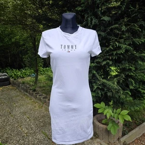 TOMMY JEANS DAMEN SHIRTKLEID SOMMER KLEID KURZARM WEIß, Gr. M - Bild 1 von 8