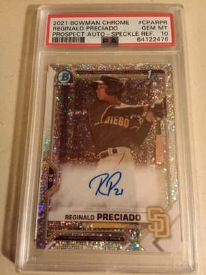 2021 Bowman Chrome Reginald Preciado #83/299 AUTOGRAPH REFRACTOR #CPARPR PSA 10 - Image 1 of 2