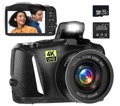 Digitalkamera 4K 48MP Fotokamera Fotoapparat 16X Digitalzoom Macro 52mmW Vlog - Bild 1 von 4