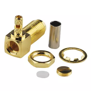 10 PCS SMA Female Jack bulkhead right angle Crimp RG316,RG174 cable RF connector - Picture 1 of 4