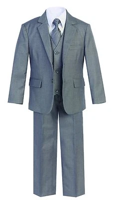 Magen Boy FORMAL SLIM FIT traje gris claro conjunto de 7 piezas abrigo, chaleco, pantalón, camisa, cliptie  Foto 1 de 4