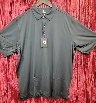 FootJoy MEN'S XXL BLACK COLOR Solid Lisle Polo Shirt Collar Golf 32980 NEW NWT - Image 1 of 4