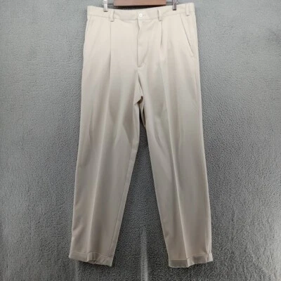 Nike Golf Pants Mens 38x34 Khaki Beige Fit Dry Pleated Performance Pants - Image 1 of 4