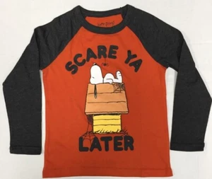 Peanuts Snoopy Scare Ya Later Long Sleeve Boy's T-Shirt Choose Size - Picture 1 of 2