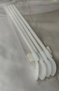 Set of 4 Hard Plastic White Spoon Straws 9 Inch Detachable Straws~NEW - Picture 1 of 11