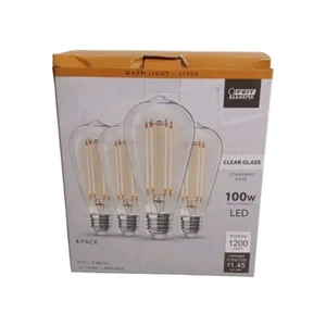 Feit 4 Pack ST19 Bulbs 12W Equivalent to 100W Clear Warm LED 1200 Lumens - Picture 1 of 3