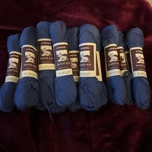 14 Skeins Of Vintage Ayrspun Super Kid 1/2 Ounce Yarn 100 Yd Each RUSTIC BLUE - Picture 1 of 5