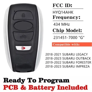BARATO PARA 2018-2023 SUBARU LEGACY OUTBACK IMPREZA MANDO A DISTANCIA INTELIGENTE LLAVERO HYQ14AHK - Imagen 1 de 7