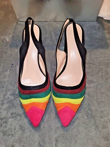LEHOOR Womens Size 7, Pointed Toe, Suede, Slingback Pumps - Picture 1 of 7