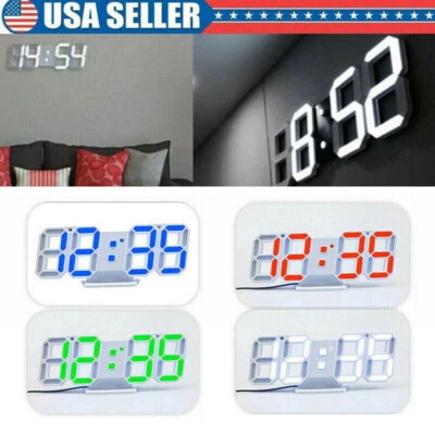 Despertador de parede LED 3D display digital relógio USB desktop 12/24 horas casa - Imagem 1 de 4