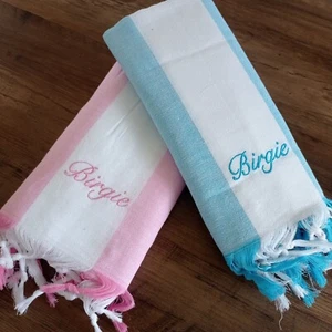 2er -Set Baumwolle XXL Strandtuch Badetuch Saunatuch Peshtemal 100x180 blau rosa - Bild 1 von 12