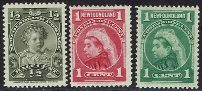 NEWFOUNDLAND 1897 ROYAL PORTRAIT ISSUE ½C 1C RED AND GREEN - Image 1 of 2
