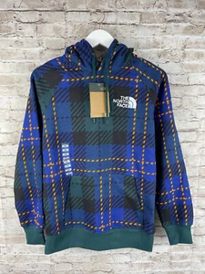 The North Face Women's Medium Blue Plaid Flannel Hoodie Sweatshirt Pullover - Picture 1 of 7