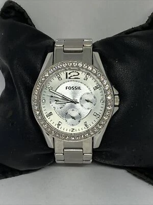 Fossil Riley ES3202 Womens Silver Stainless Steel Analog Dial Quartz Watch MP175 - Image 1 of 4