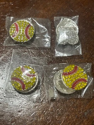 Softball and heart rhinestone button with slider for DIY crafts sewing - Image 1 of 3