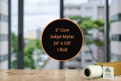 4 Mil 喷墨 Mylar 胶片 双哑光 24" x 120' 2" 酷睿 1 卷 惠普 佳能 爱普生 — 第 1/4 张图片